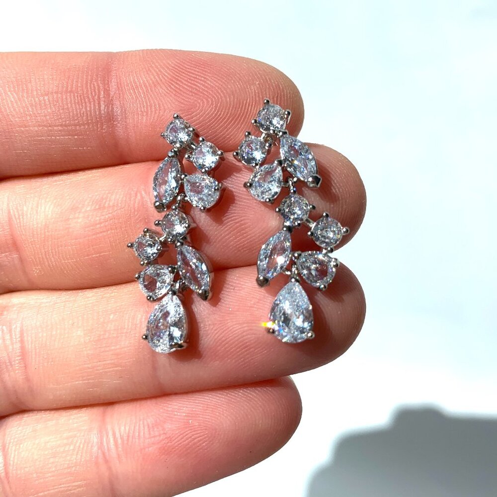 Anthropologie Clear Crystal Drop Earrings - Picture 5 of 10